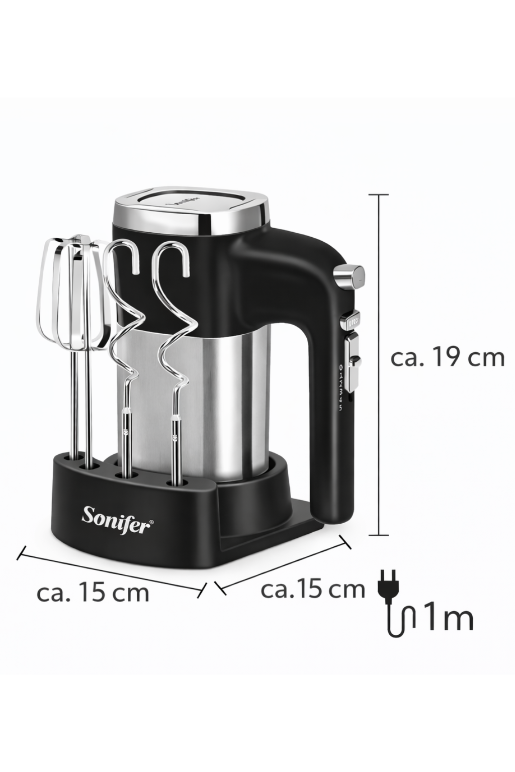 Handmixer 500W – Kraftvoller Küchenmixer mit Rührbesen & Knethaken