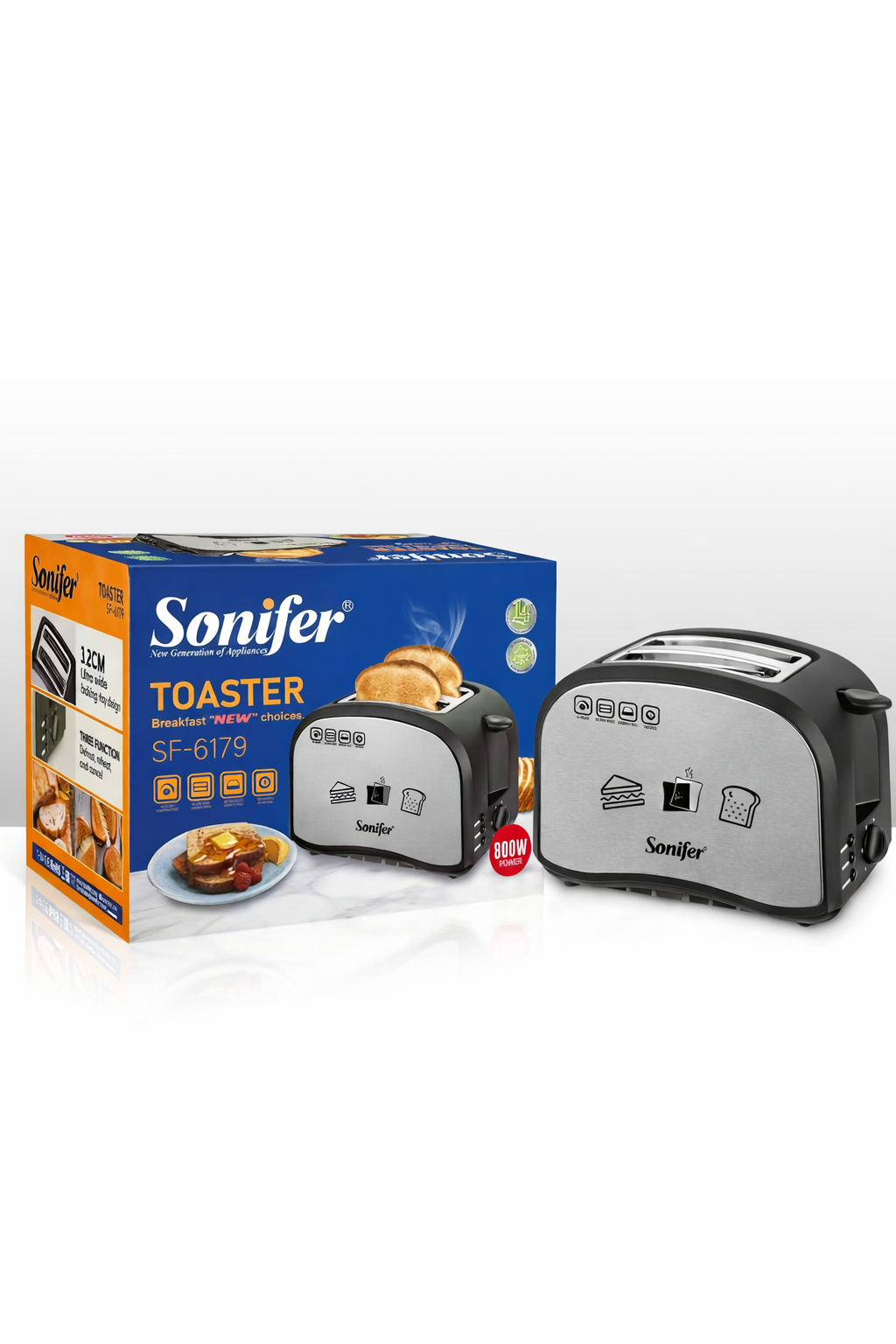 Elektrischer 2-Scheiben-Toaster aus Edelstahl – 800 W, Bräunungsstufen & Auftaufunktion