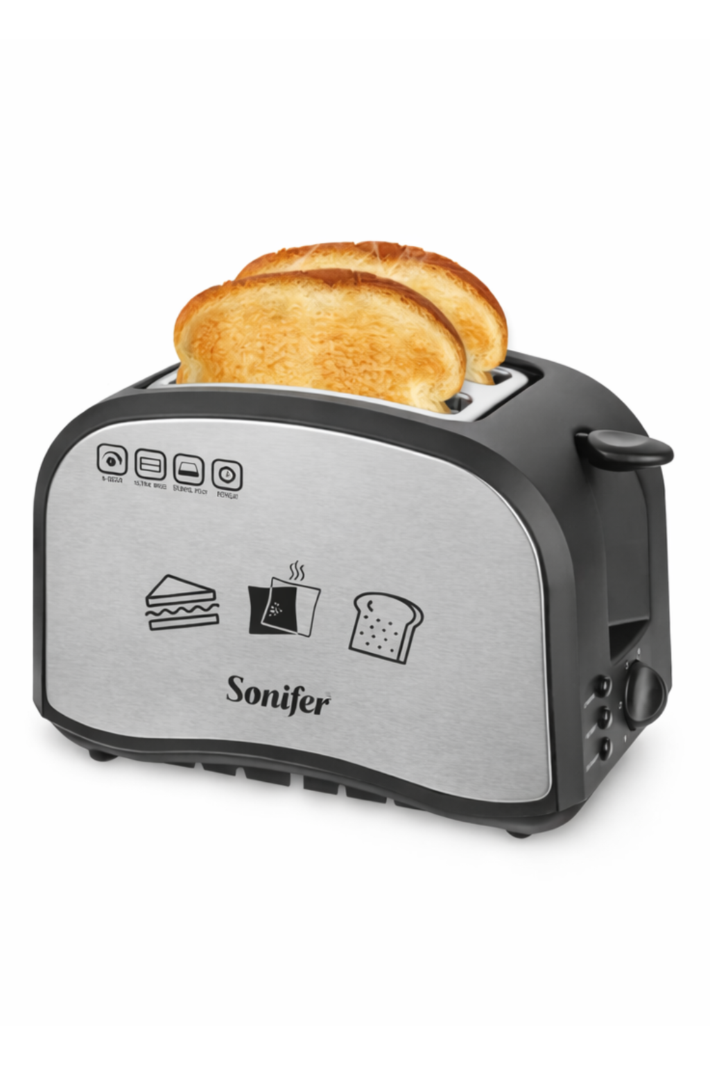 Elektrischer 2-Scheiben-Toaster aus Edelstahl – 800 W, Bräunungsstufen & Auftaufunktion