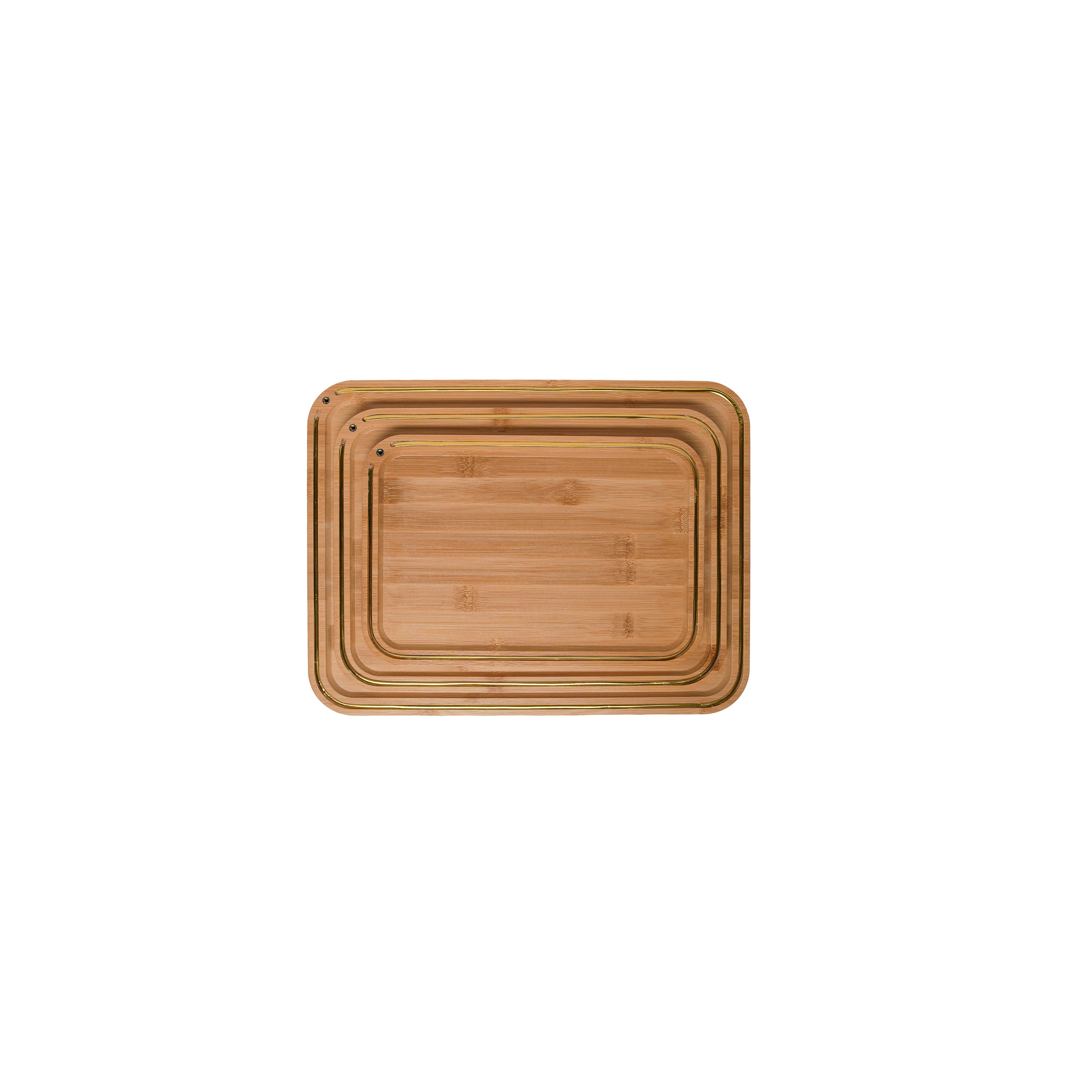 Serviertablett Bambus – Eleganter Goldrand & Blütendekor
