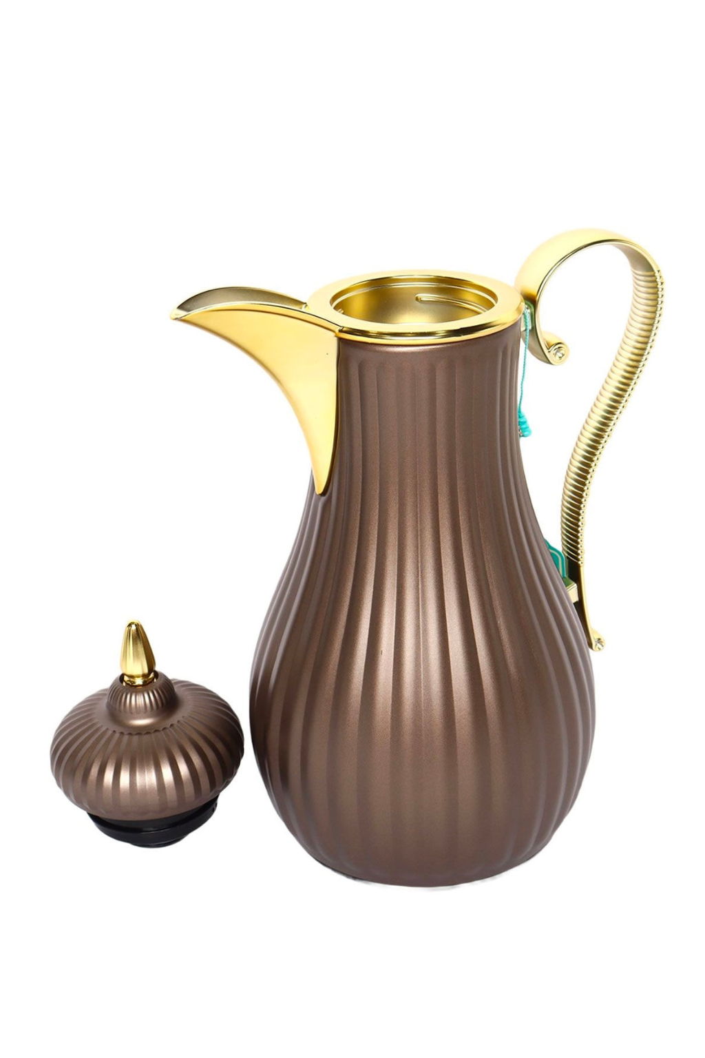 Thermo-Isolierkanne mit Goldakzenten – Braun